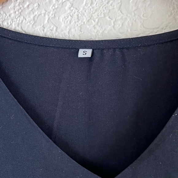 Black peasant boho v-neck mini dress size small - Picture 5 of 10